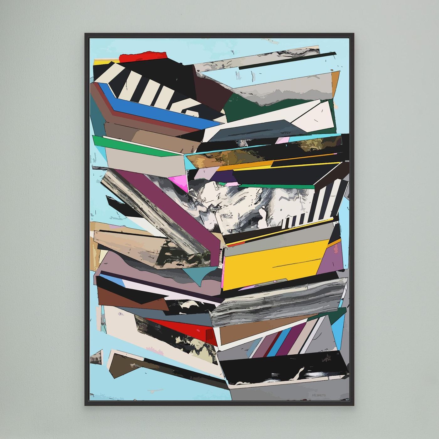 Blue Geometric Abstract Wall Art | Multicolor Canvas Print "ST-728"