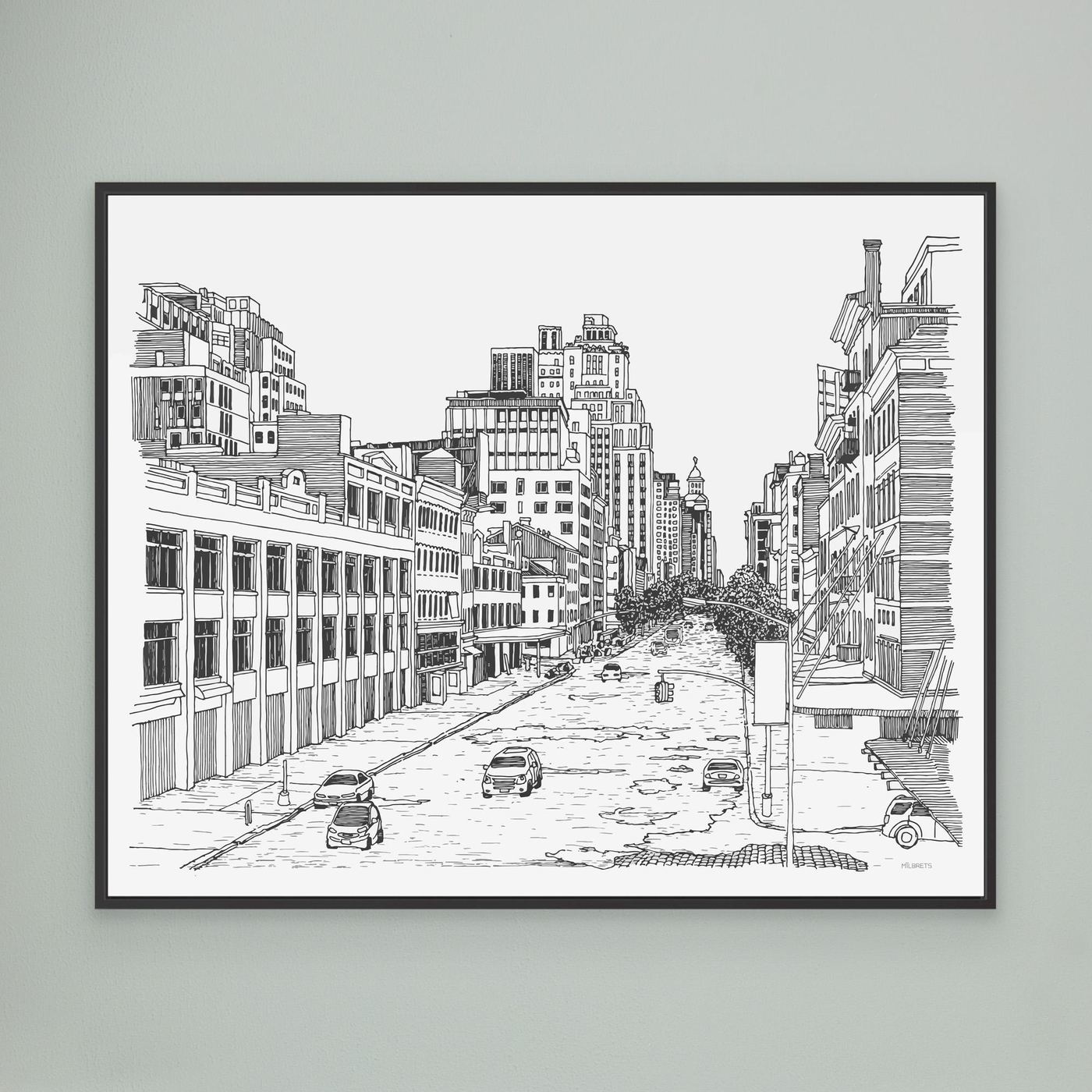 Lines of Chelsea, NYC | Black and White Canvas Wall Art Print