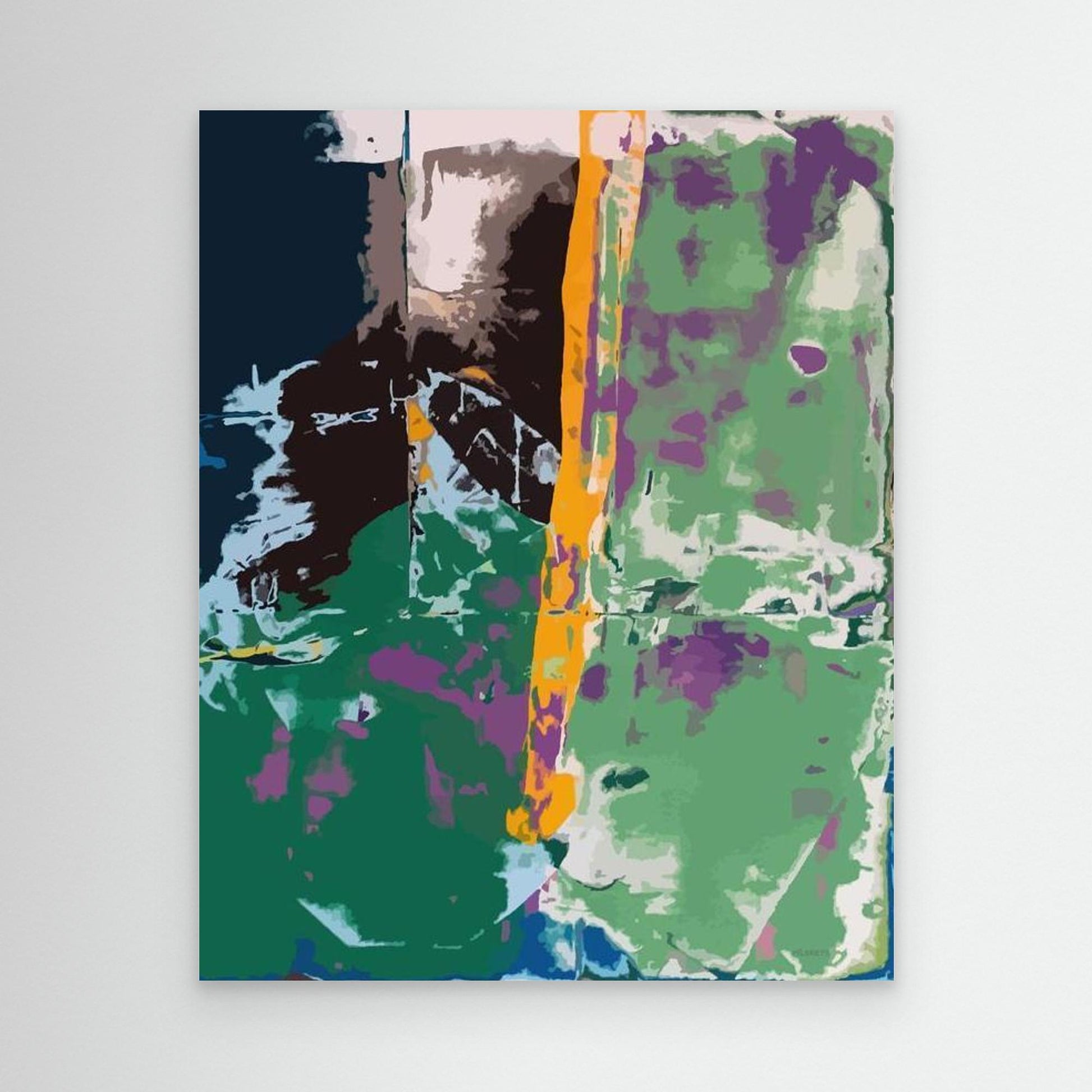 Large Abstract Canvas Wall Art Modern Green & Purple Painting Print 