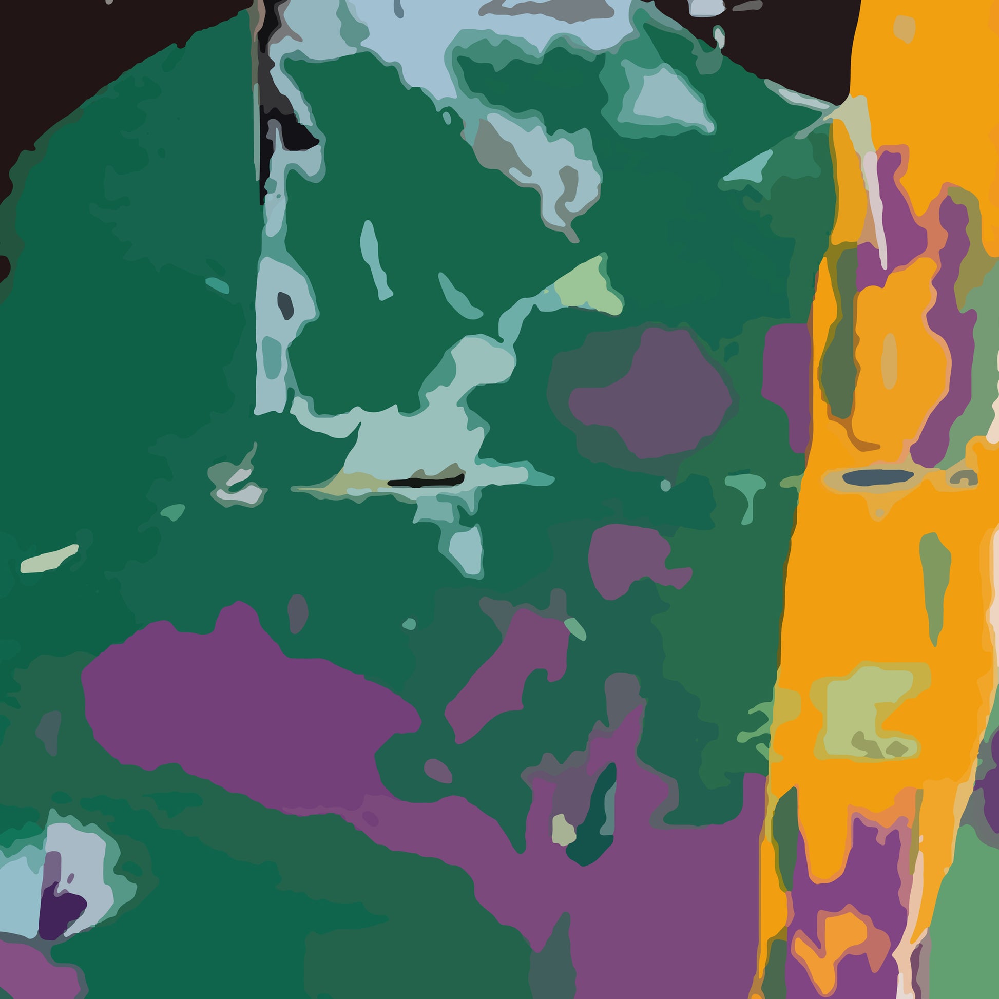 Abstract art with colorful shapes and patterns on a black background