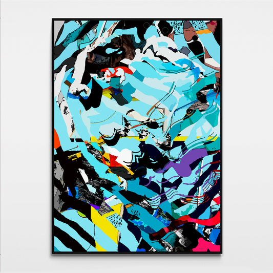 Mediterranean Wave Abstract Canvas Wall Art | Modern Blue Ocean Flow Print "GL-33"