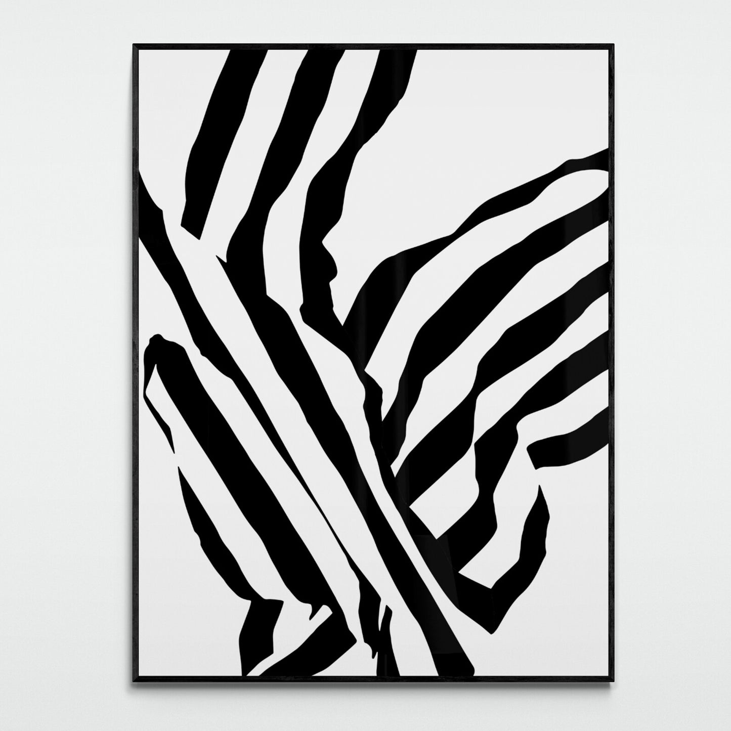 Black and white abstract pattern on a light gray background
