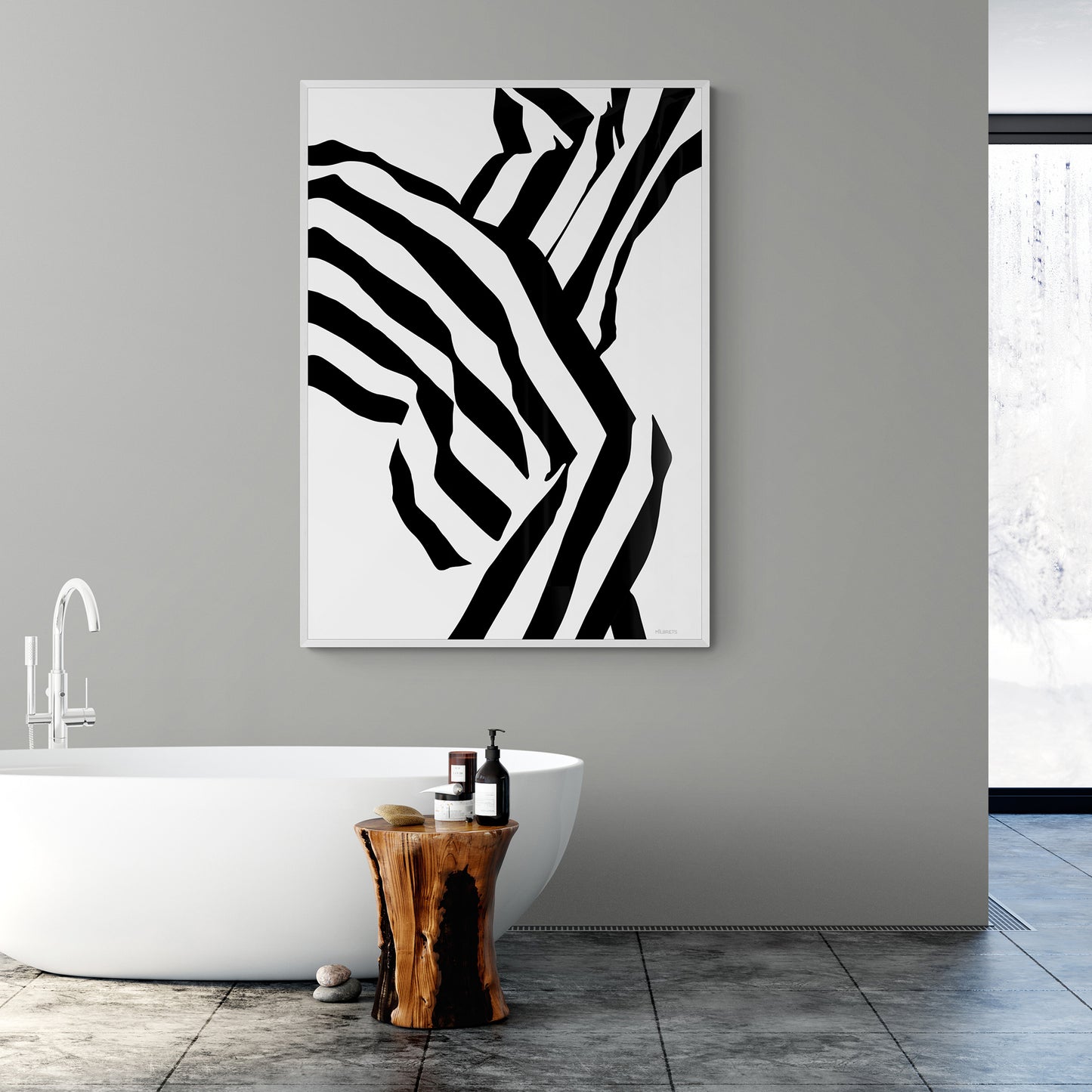 Monochrome Stripes Abstract Wall Art | Flow Canvas Print | "ZA-262"