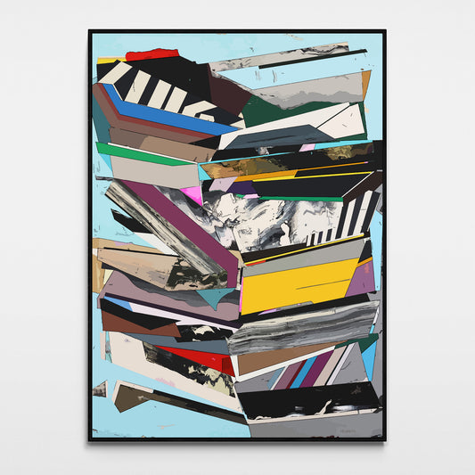 Blue Geometric Abstract Wall Art | Multicolor Canvas Print "ST-728"