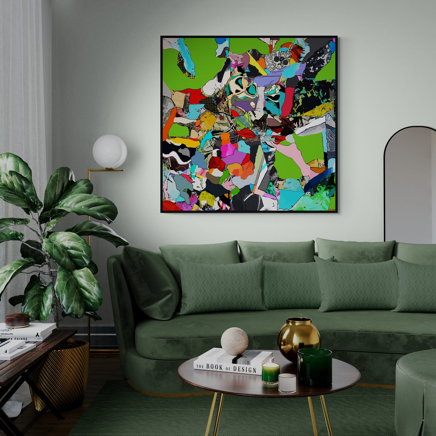 Green Abstract Canvas Wall Art | Colorful Modern Canvas Print "CR-254"