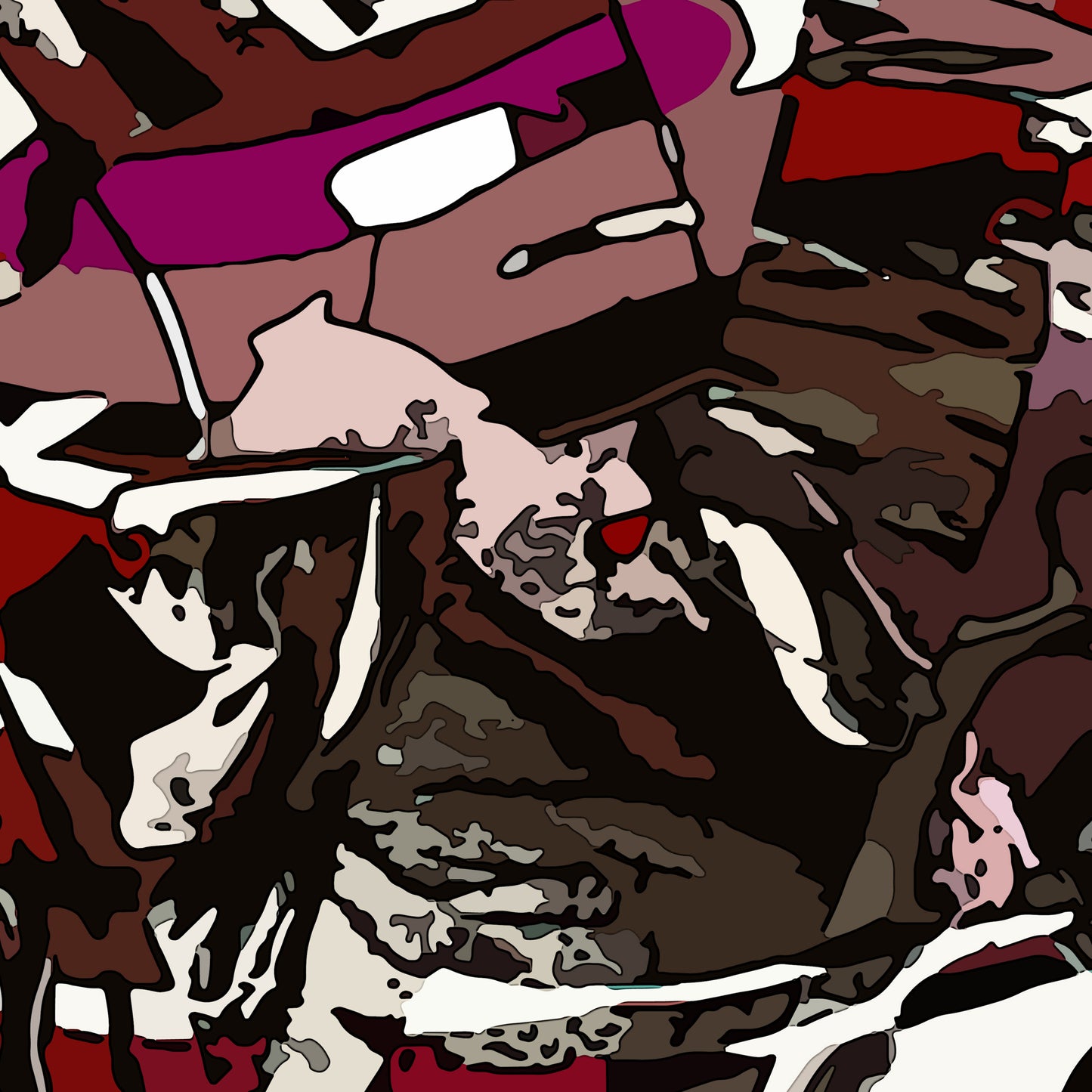 Burgundy Abstract Street Art Canvas Print | Graffiti Wall Art "ST-728"