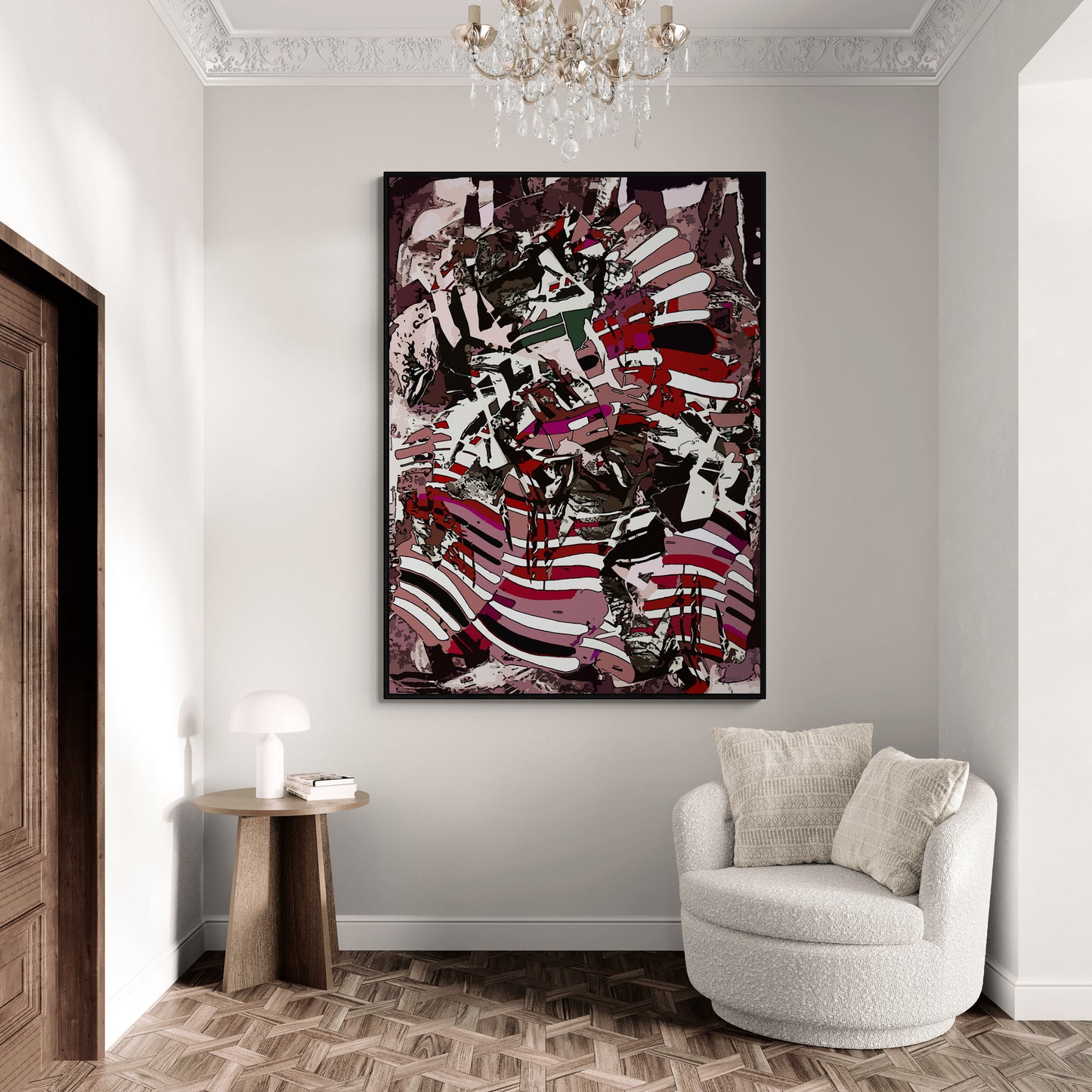 Burgundy Abstract Street Art Canvas Print | Graffiti Wall Art "ST-728"
