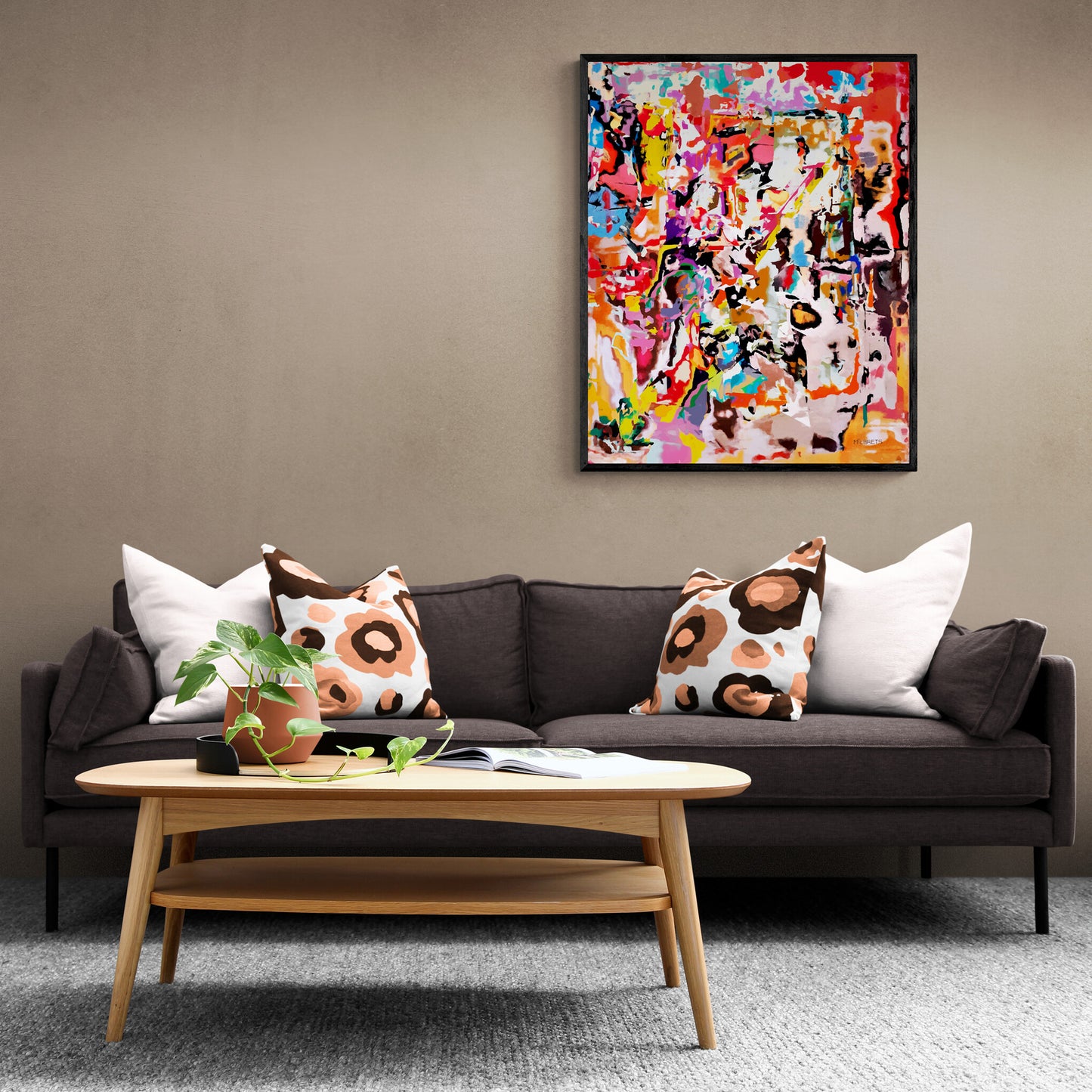 Vibrant Red Abstract Wall Art | Modern Canvas Print "ZR-218"