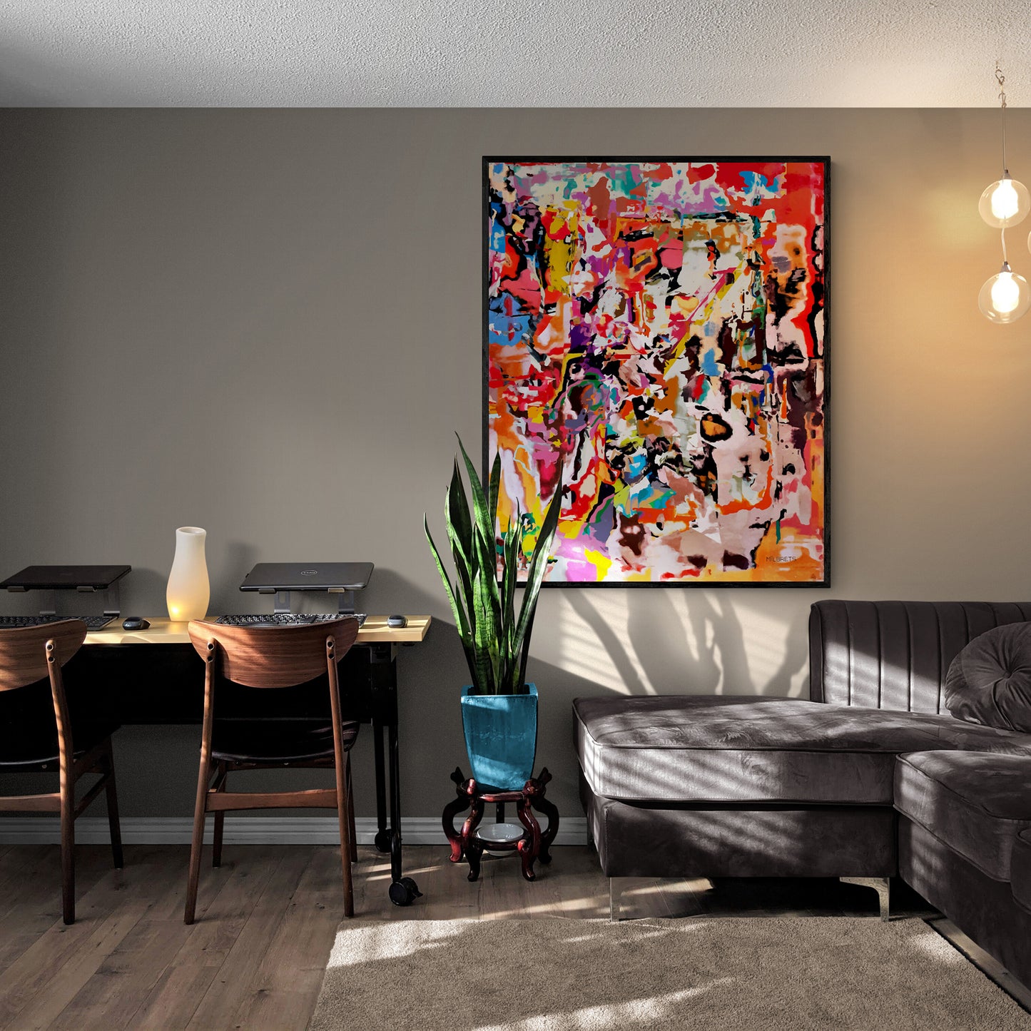 Vibrant Red Abstract Wall Art | Modern Canvas Print "ZR-218"