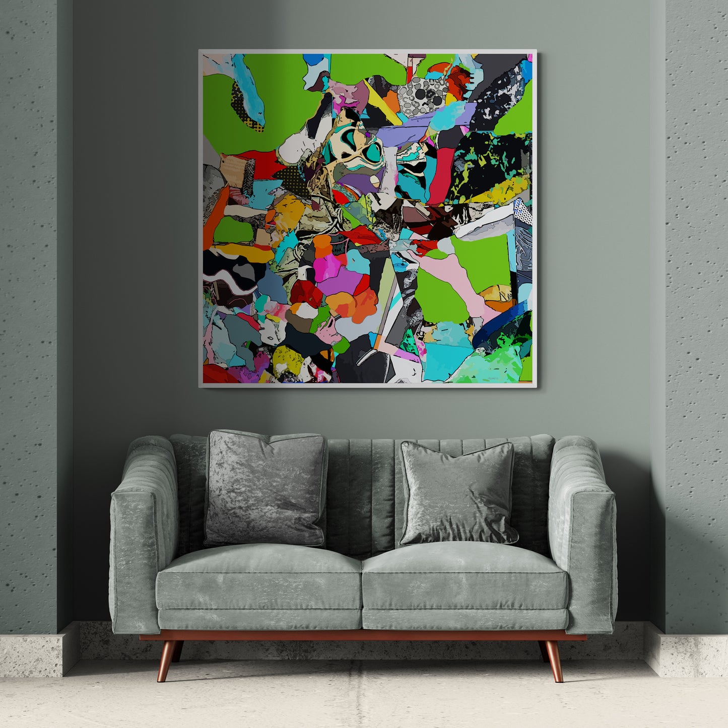 Green Abstract Canvas Wall Art | Colorful Modern Canvas Print "CR-254"
