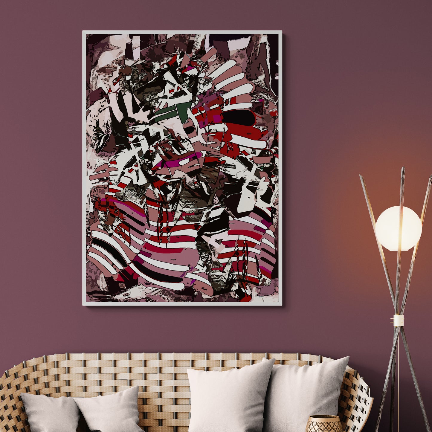 Burgundy Abstract Street Art Canvas Print | Graffiti Wall Art "ST-728"