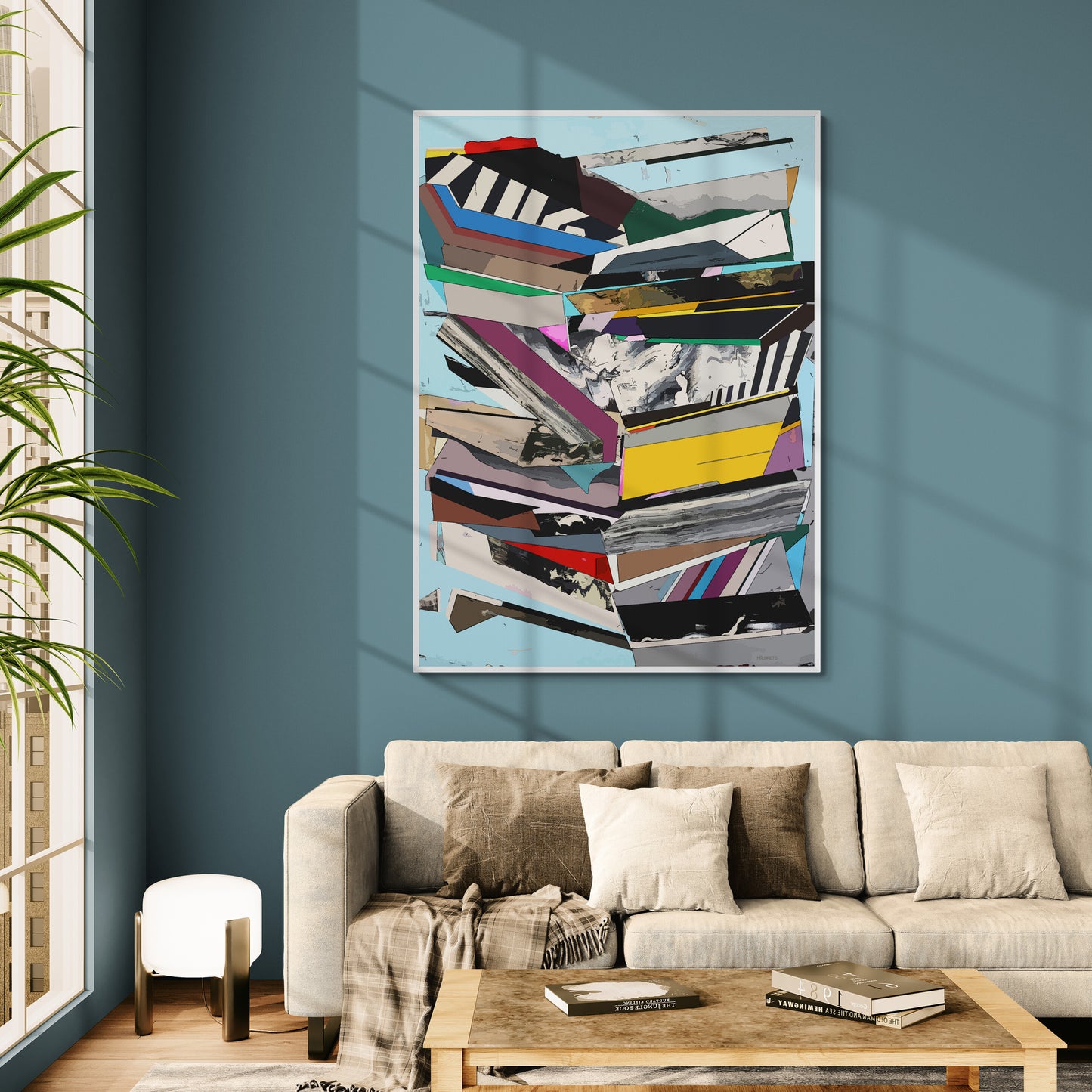 Blue Geometric Abstract Wall Art | Multicolor Canvas Print "ST-728"