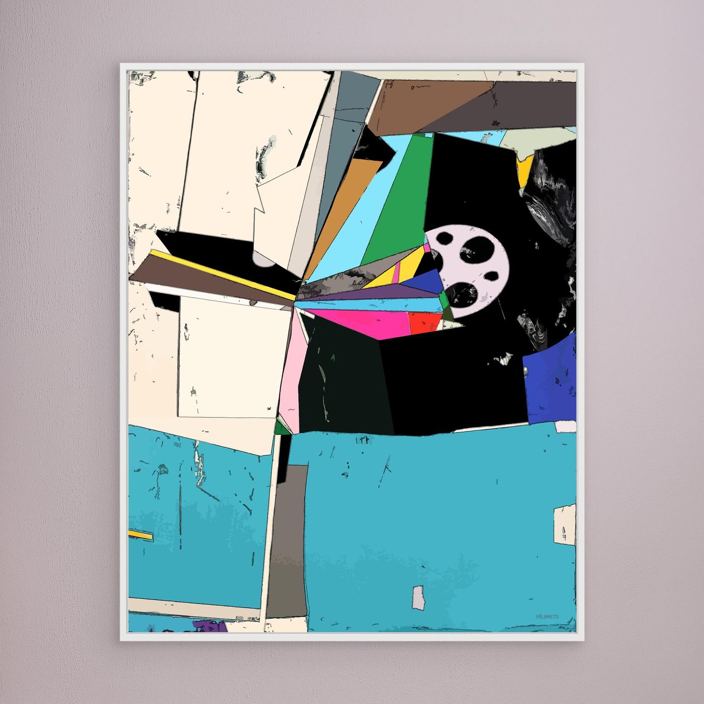 Pink & Blue Geometric Abstract Wall Art | Vibrant Color Canvas Print "ZN-293"
