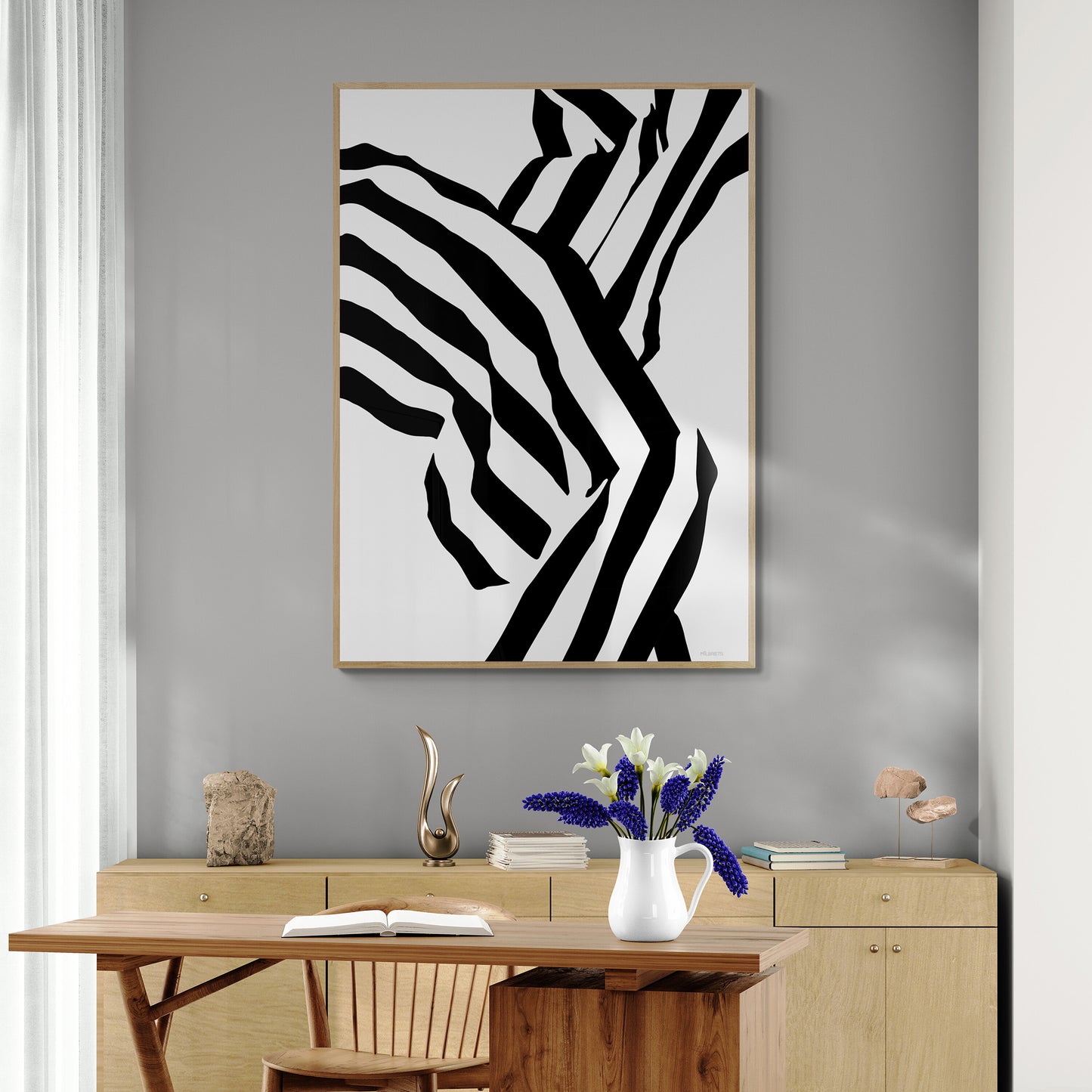Monochrome Stripes Abstract Wall Art | Flow Canvas Print | "ZA-262"