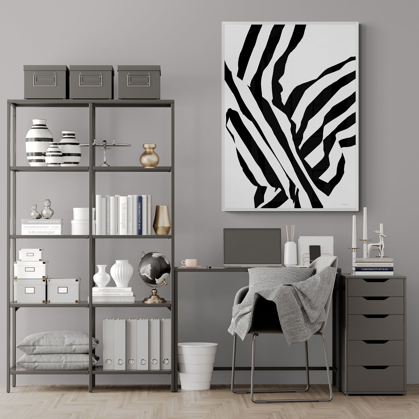 Minimalist Canvas Art Black and White Abstract Canvas Print Modern Minimalist Wall Art for Living Room or Office Scandinavian Style Abstract Art Print