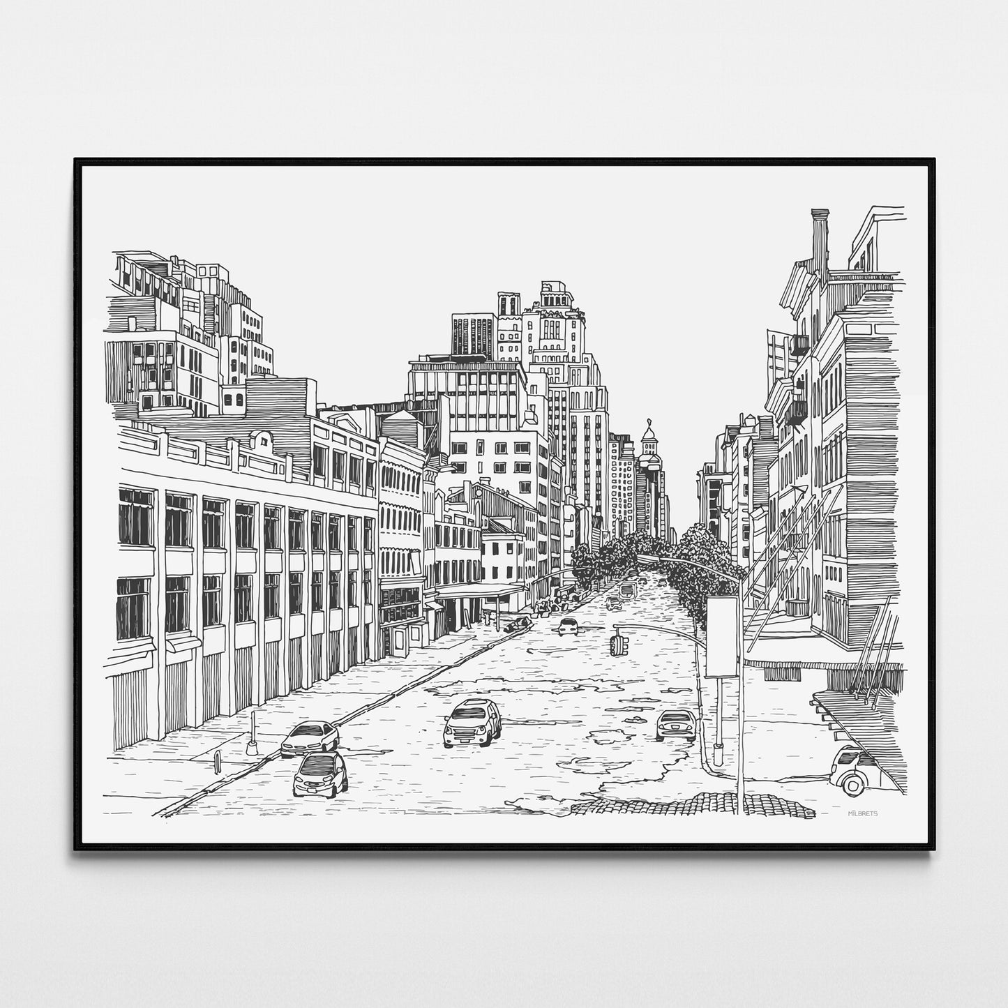 Lines of Chelsea, NYC | Black and White Canvas Wall Art Print