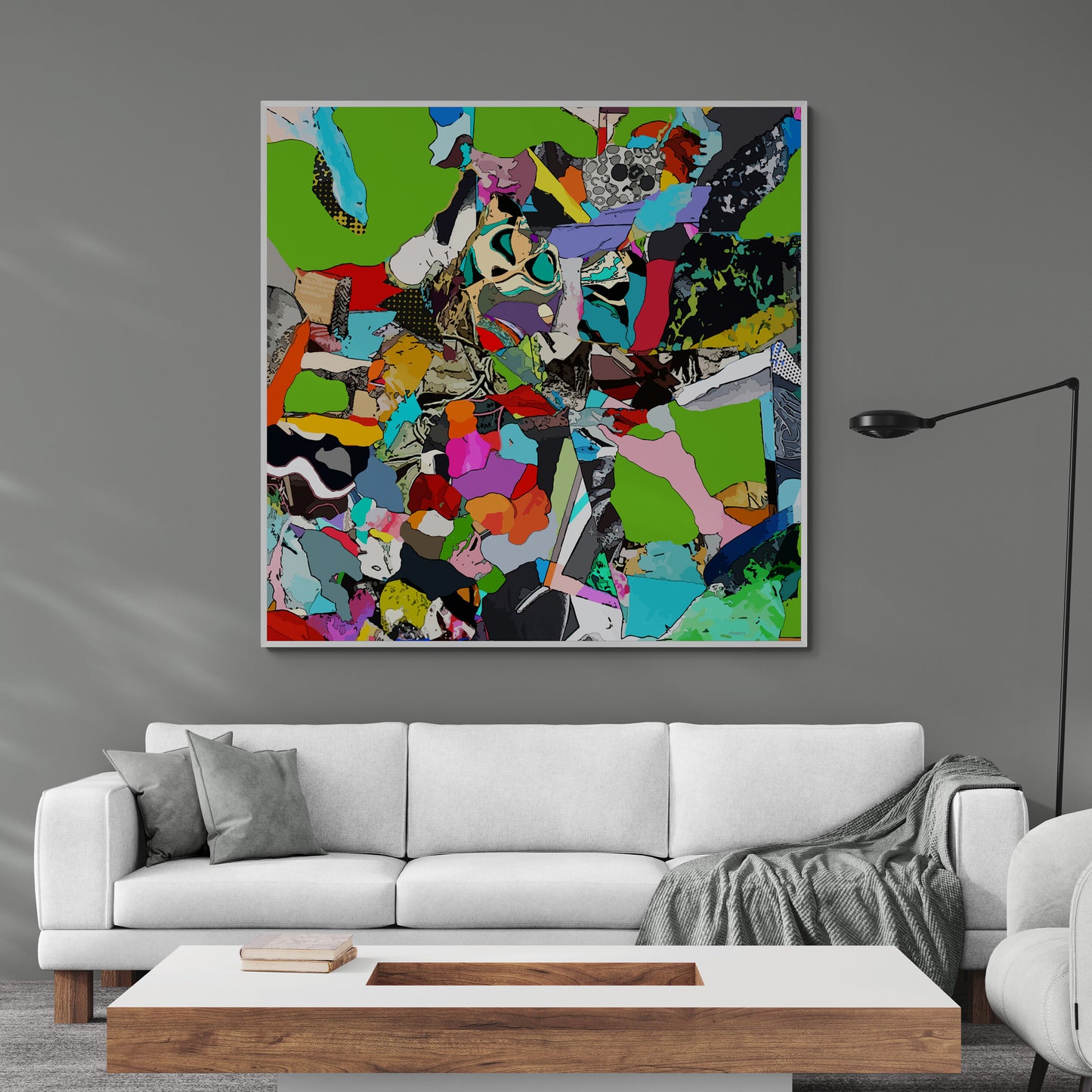 Green Abstract Canvas Wall Art | Colorful Modern Canvas Print "CR-254"