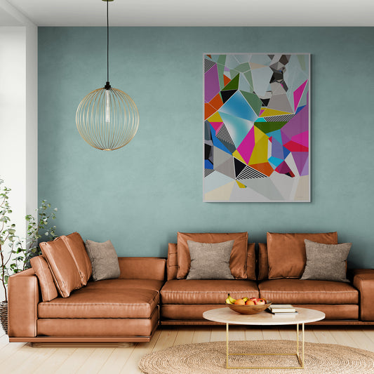 Colorful Abstract Geometric Wall Art Modern Canvas Print Bold Vibrant Home Decor Large Abstract Geometric Canvas Bright Colorful Art Print Original Modern Design