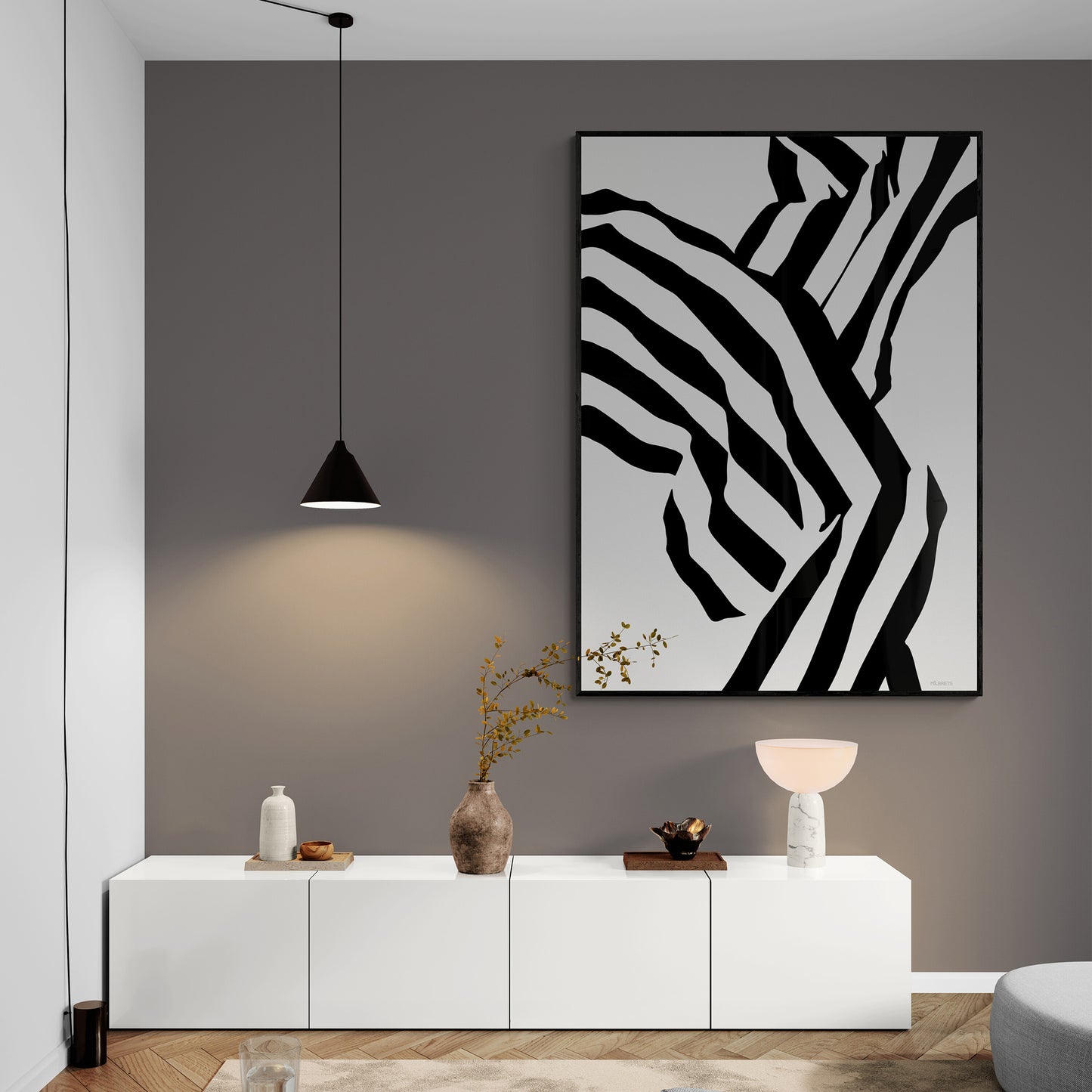 Monochrome Stripes Abstract Wall Art | Flow Canvas Print | "ZA-262"