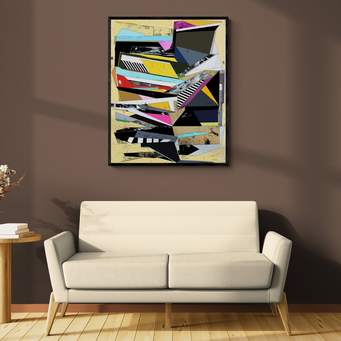 Gelbe geometrische abstrakte Wandkunst | Lebendiger Farb-Leinwanddruck „GN-65“