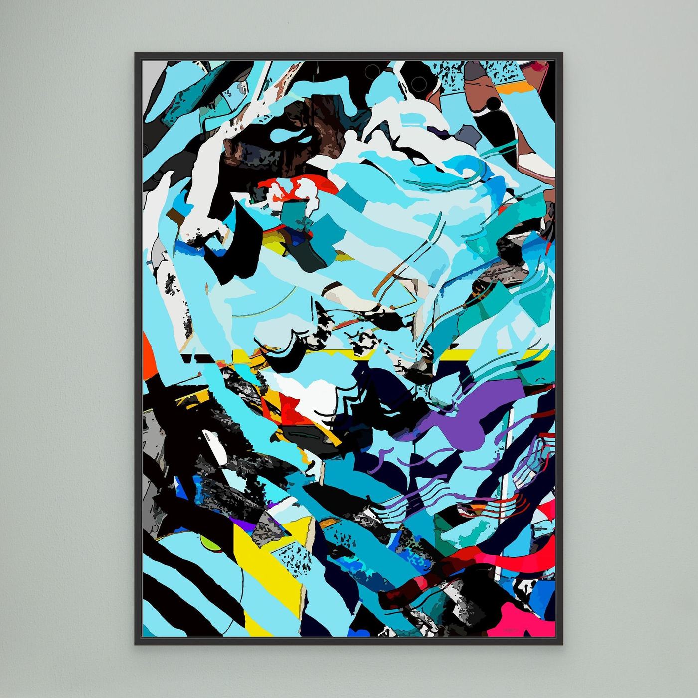 Mediterranean Wave Abstract Canvas Wall Art | Modern Blue Ocean Flow Print "GL-33"