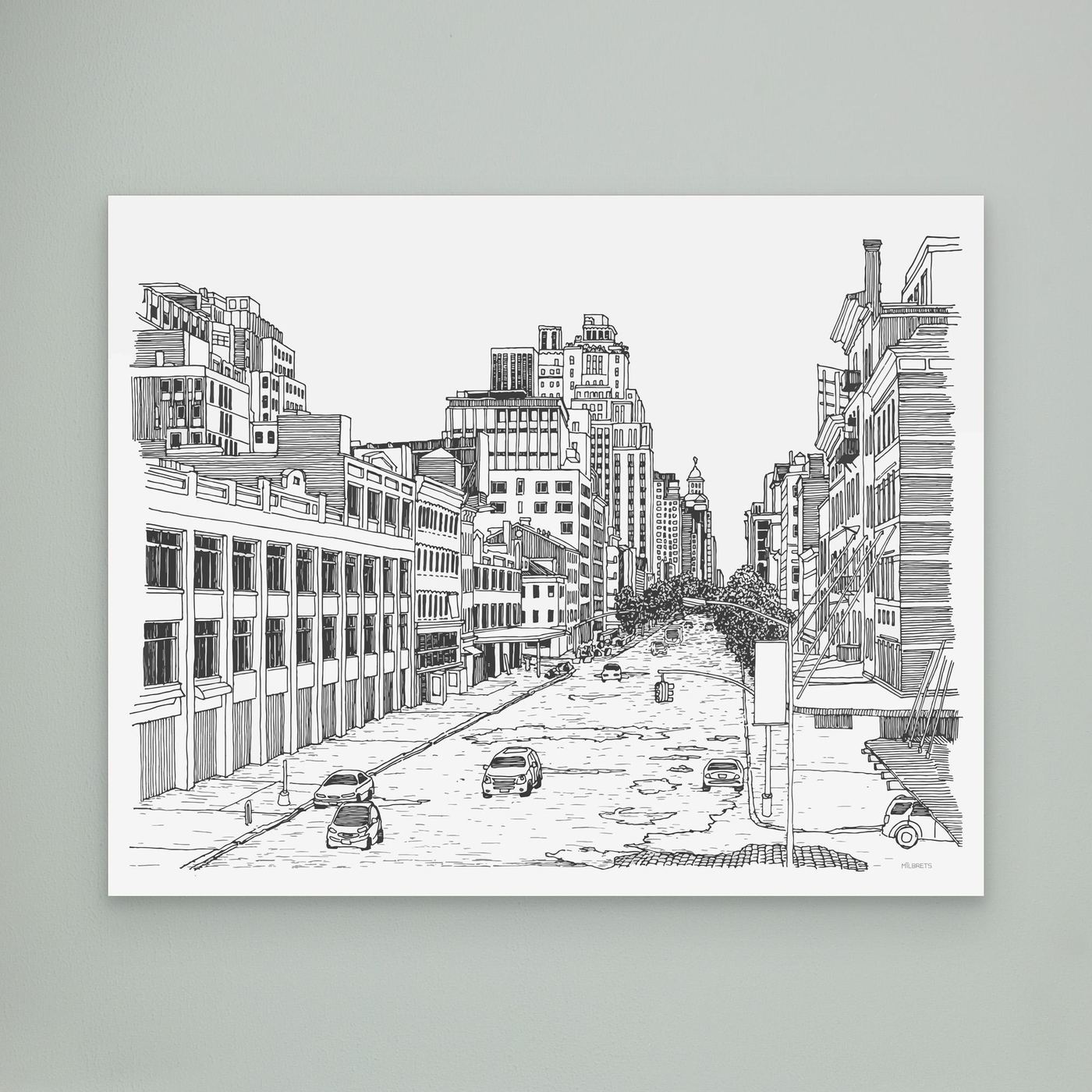 Lines of Chelsea, NYC | Black and White Canvas Wall Art Print