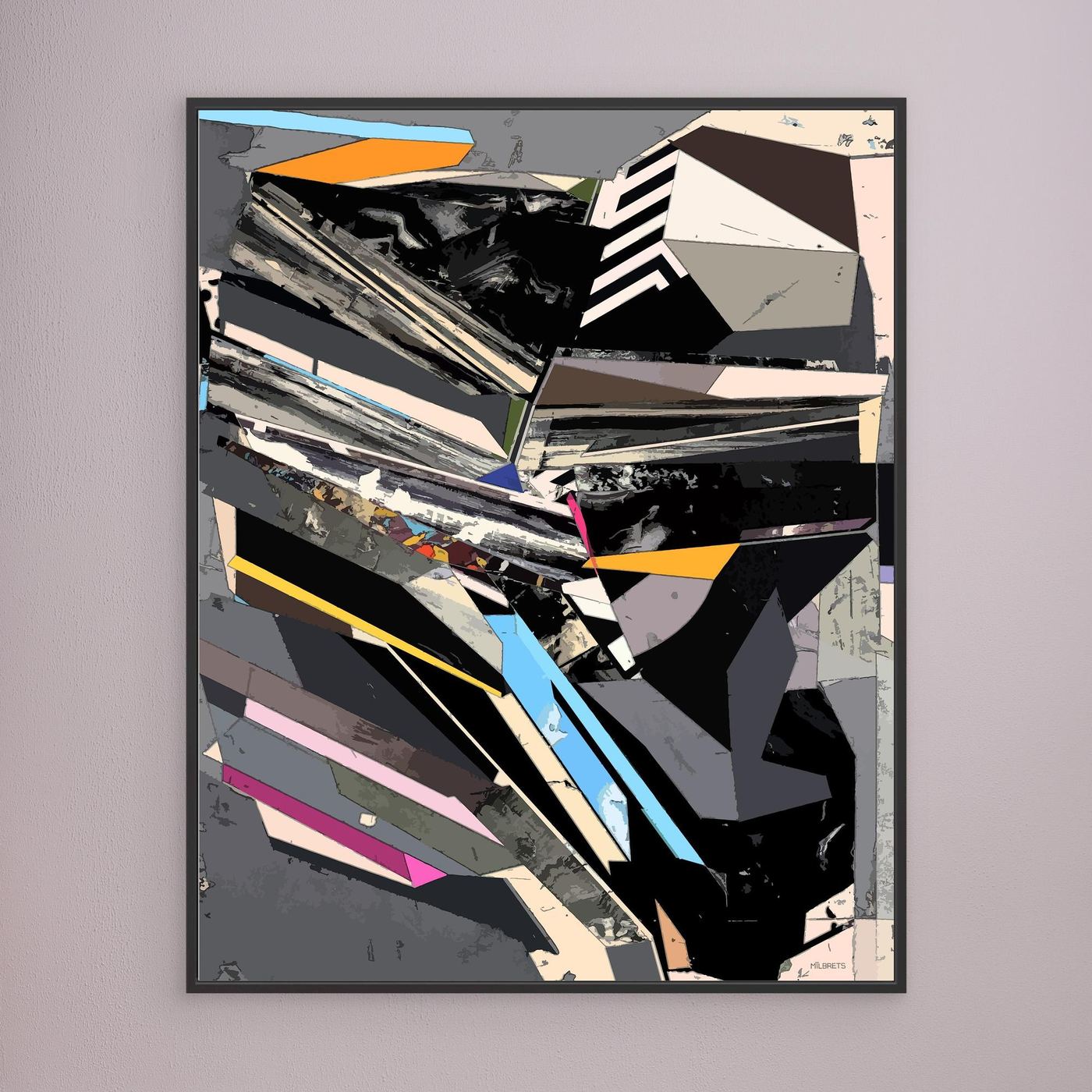 Dynamic Urban Geometric Abstract Canvas Art | Modern Wall Decor "TT-1406"