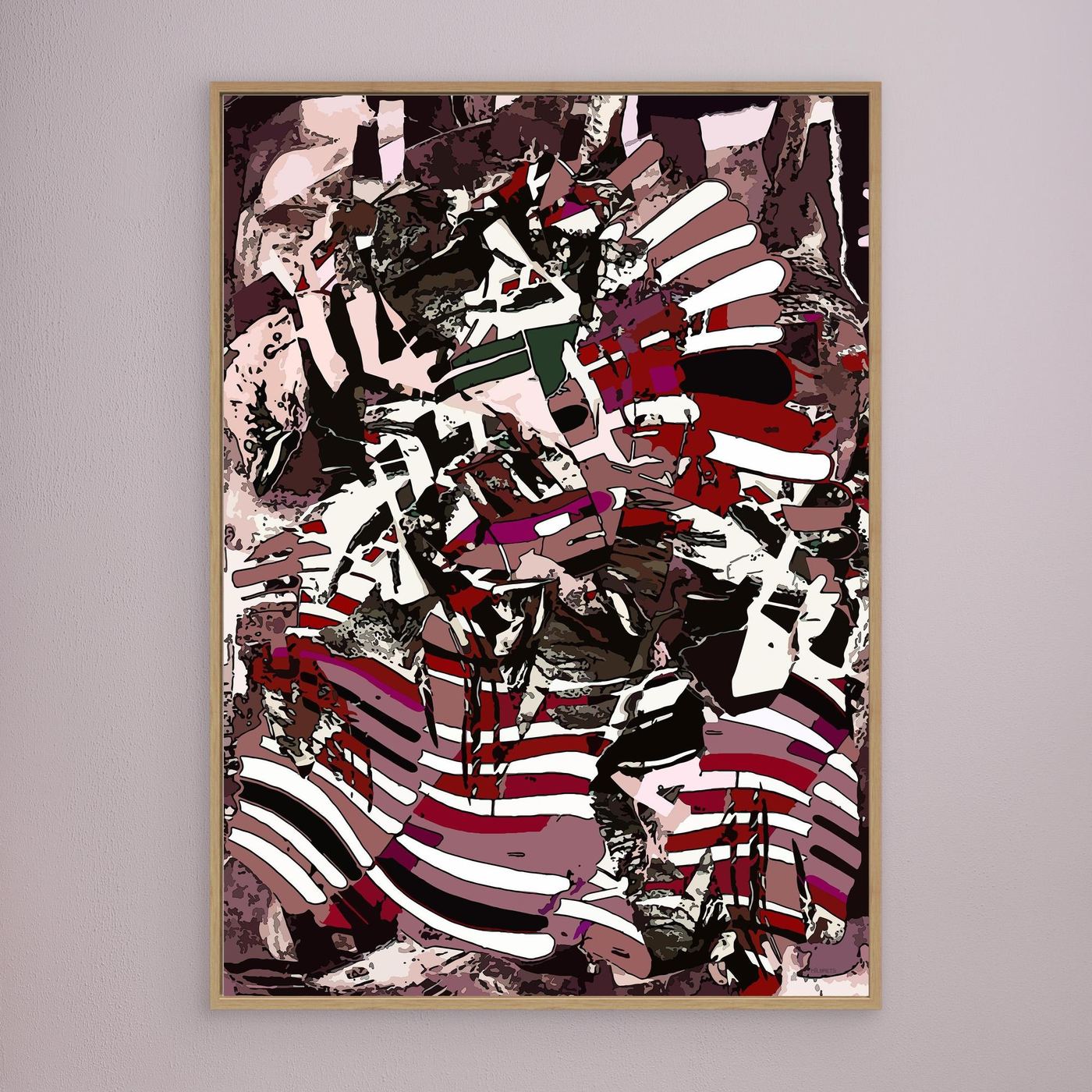 Burgundy Abstract Street Art Canvas Print | Graffiti Wall Art "ST-728"