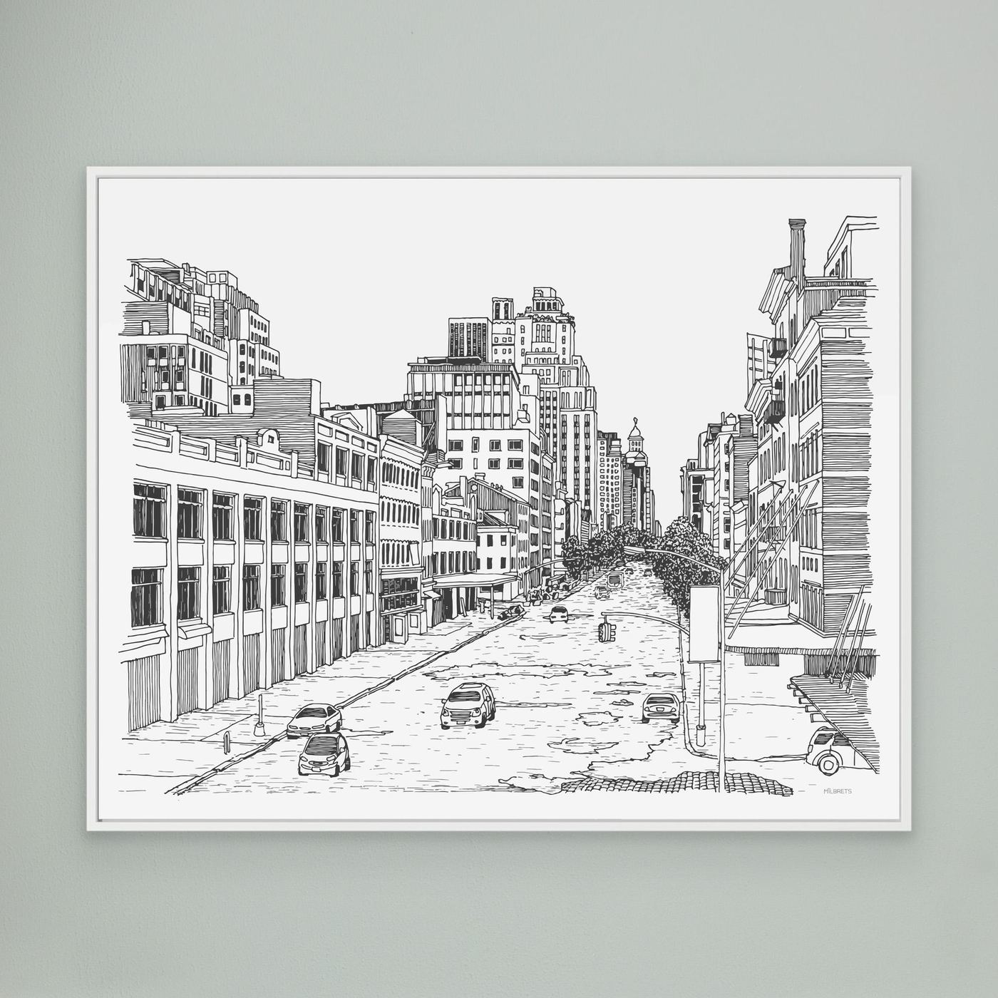 Lines of Chelsea, NYC | Black and White Canvas Wall Art Print