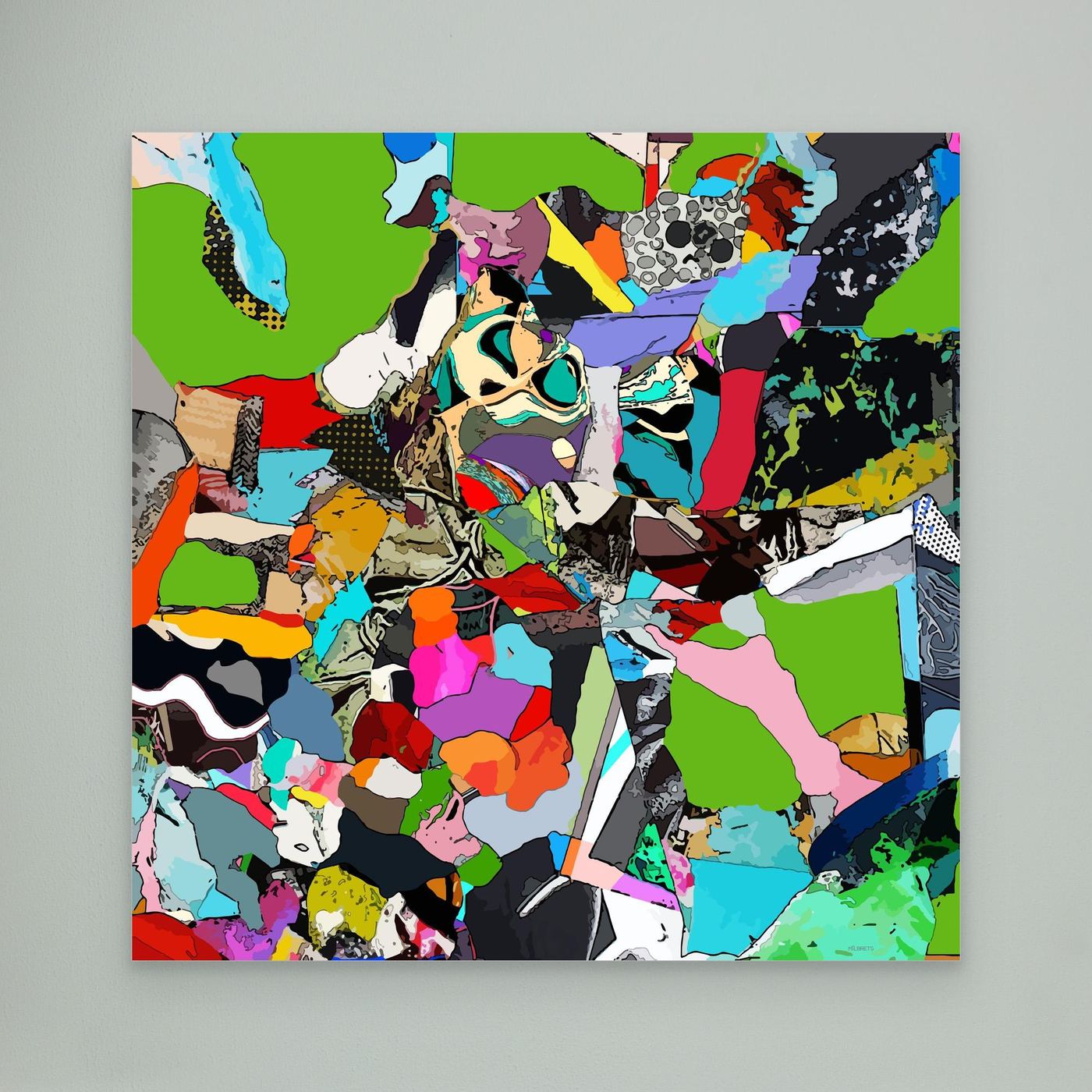 Green Abstract Canvas Wall Art | Colorful Modern Canvas Print "CR-254"