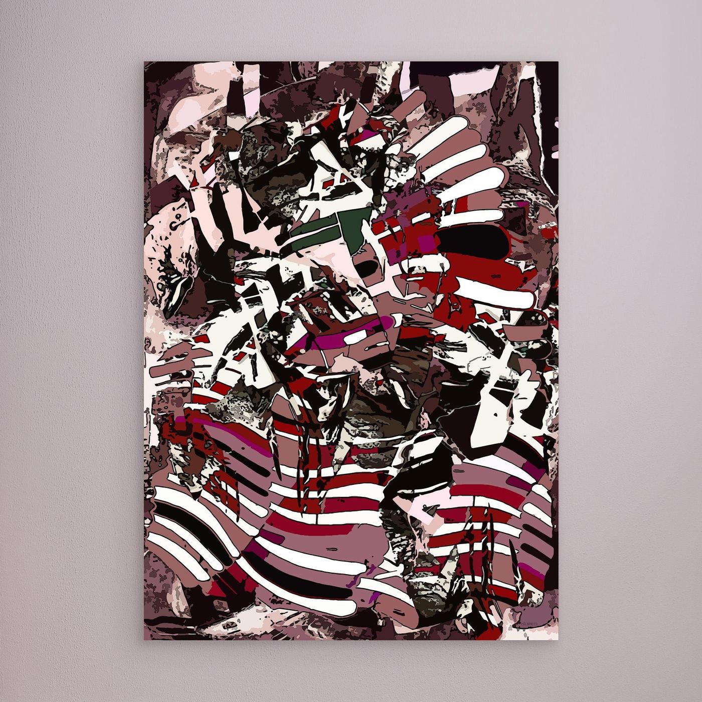 Burgundy Abstract Street Art Canvas Print | Graffiti Wall Art "ST-728"