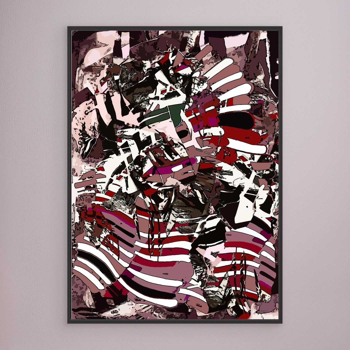 Burgundy Abstract Street Art Canvas Print | Graffiti Wall Art "ST-728"