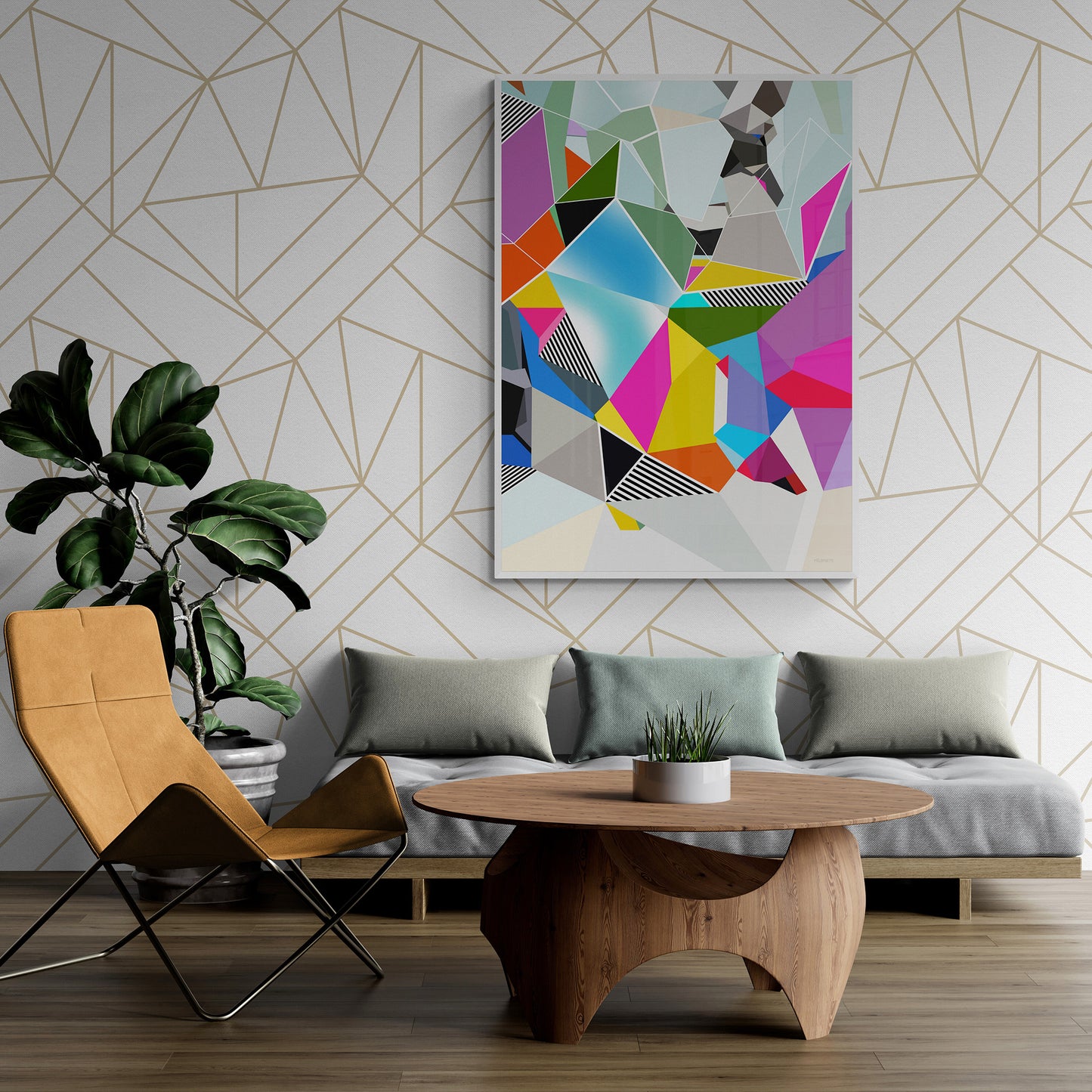 Vibrant Geometric Abstract Wall art | Colorful Canvas Print "SA-341"