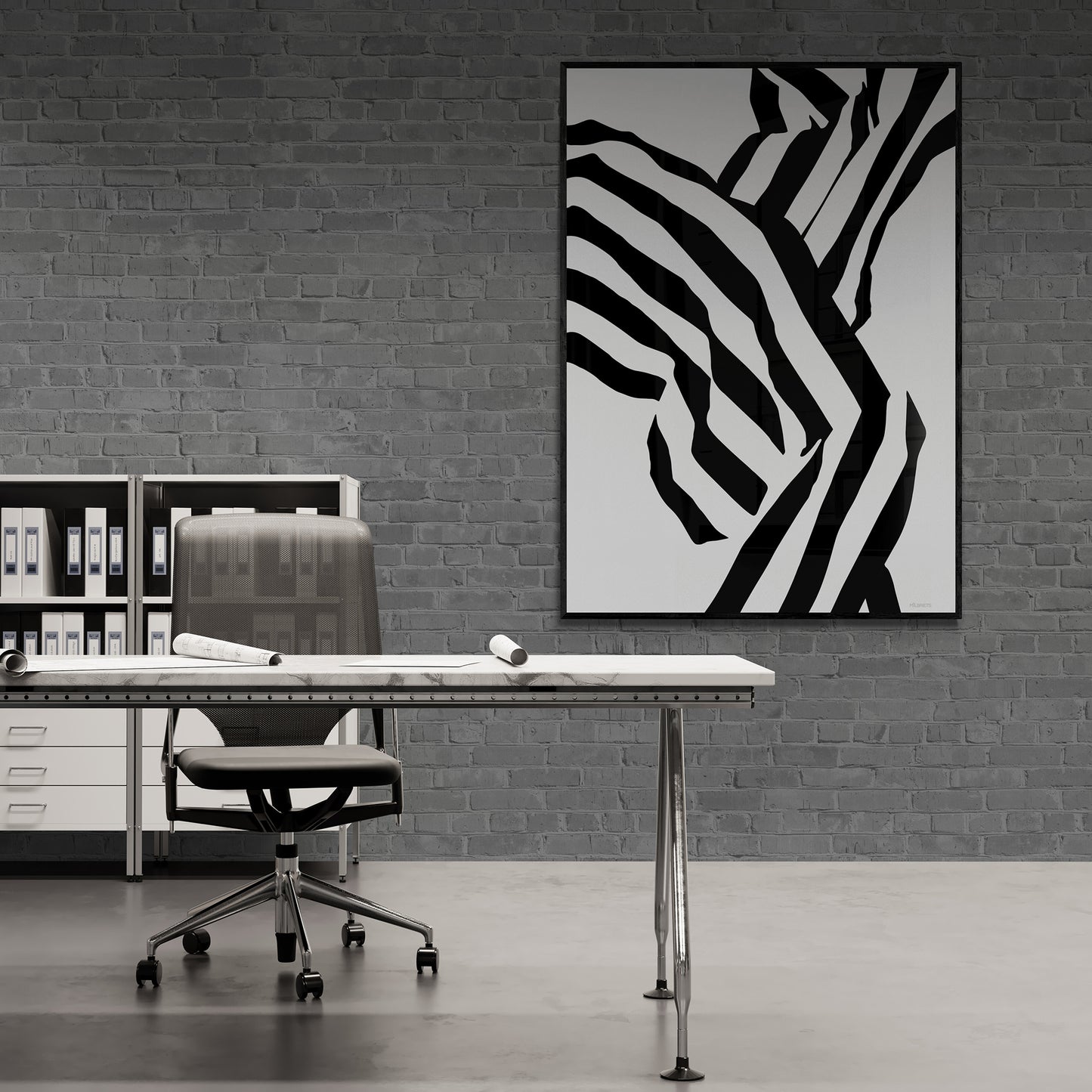 Monochrome Stripes Abstract Wall Art | Flow Canvas Print | "ZA-262"