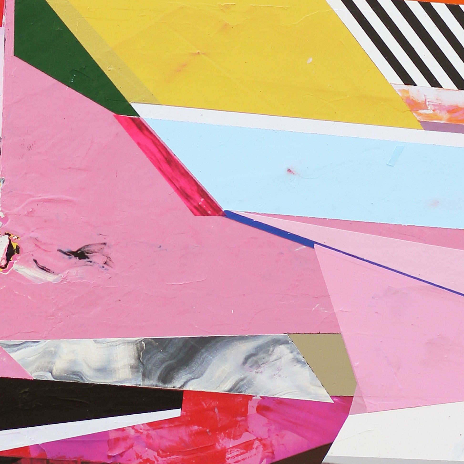 Collage of colorful geometric shapes on a white background