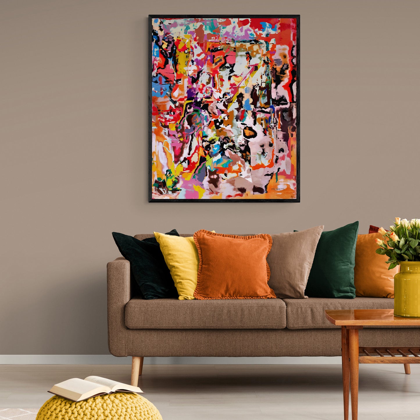 Vibrant Red Abstract Wall Art | Modern Canvas Print "ZR-218"