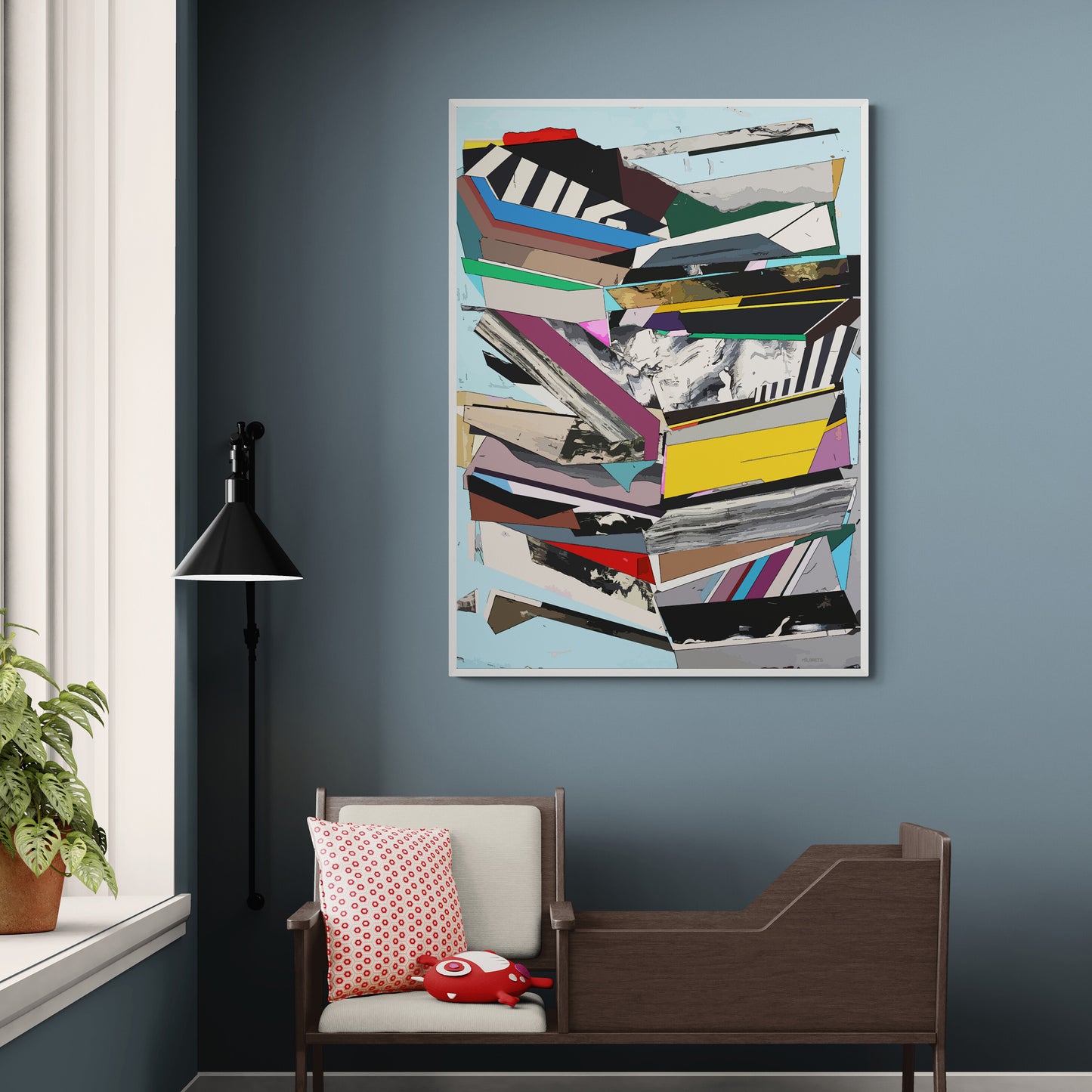 Blue Geometric Abstract Wall Art | Multicolor Canvas Print "ST-728"