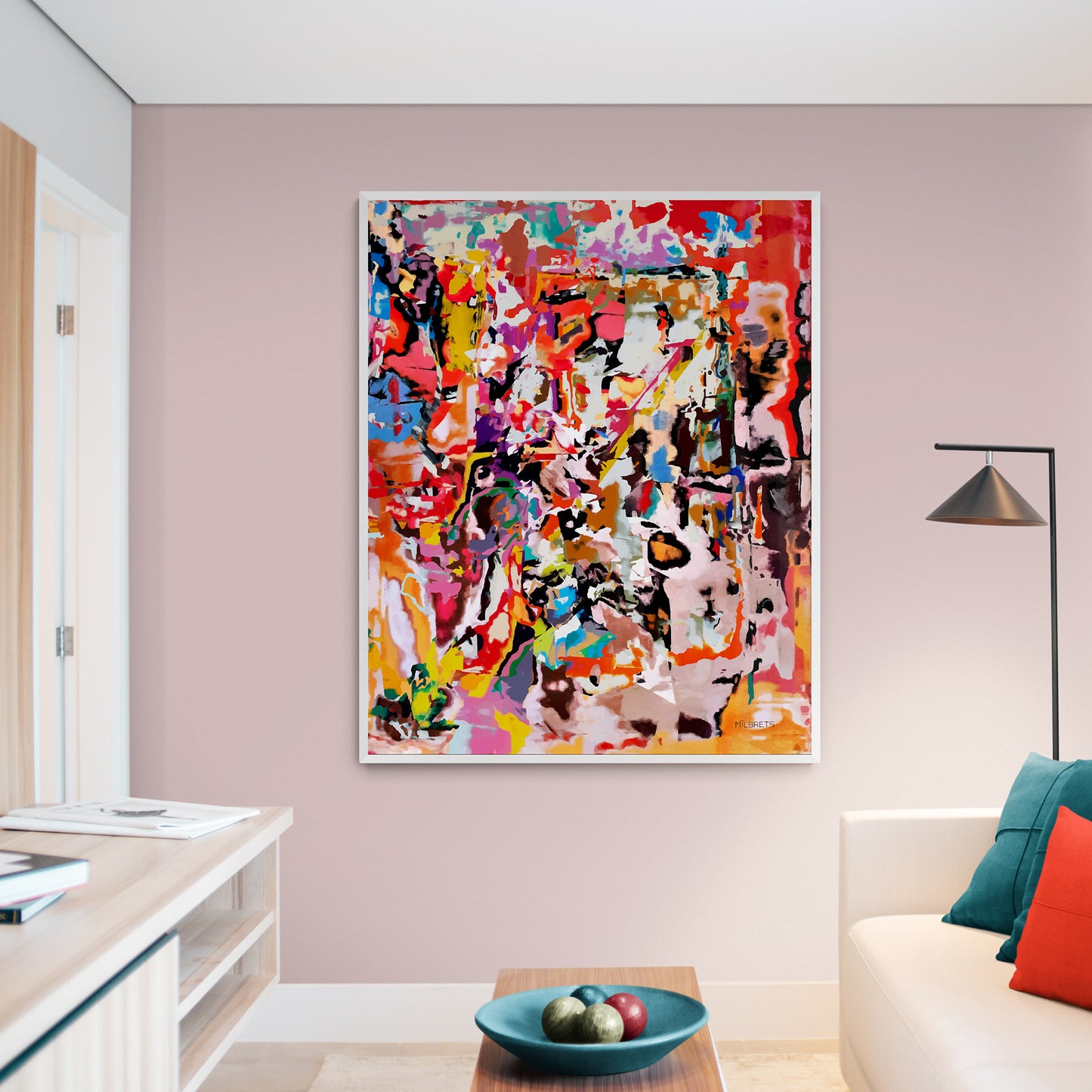 Vibrant Red Abstract Wall Art | Modern Canvas Print "ZR-218"