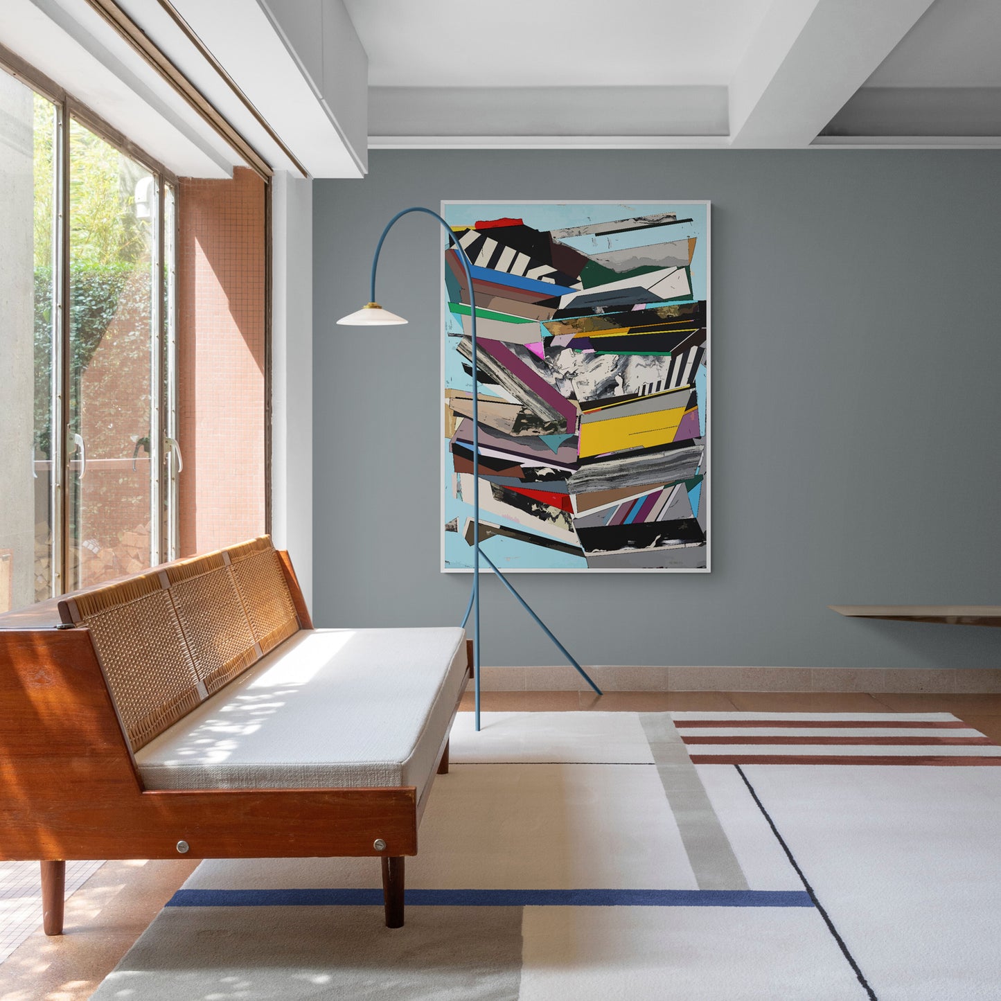 Blue Geometric Abstract Wall Art | Multicolor Canvas Print "ST-728"