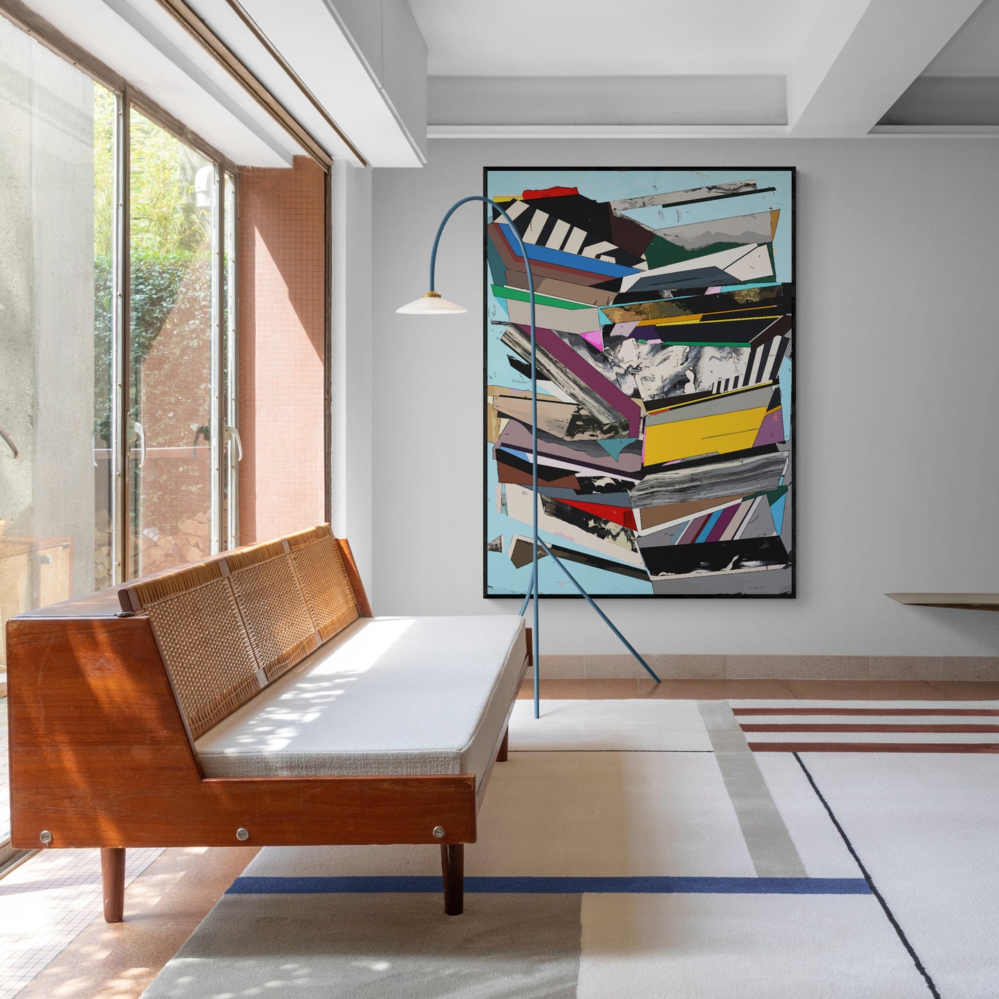 Blue Geometric Abstract Wall Art | Multicolor Canvas Print "ST-728"