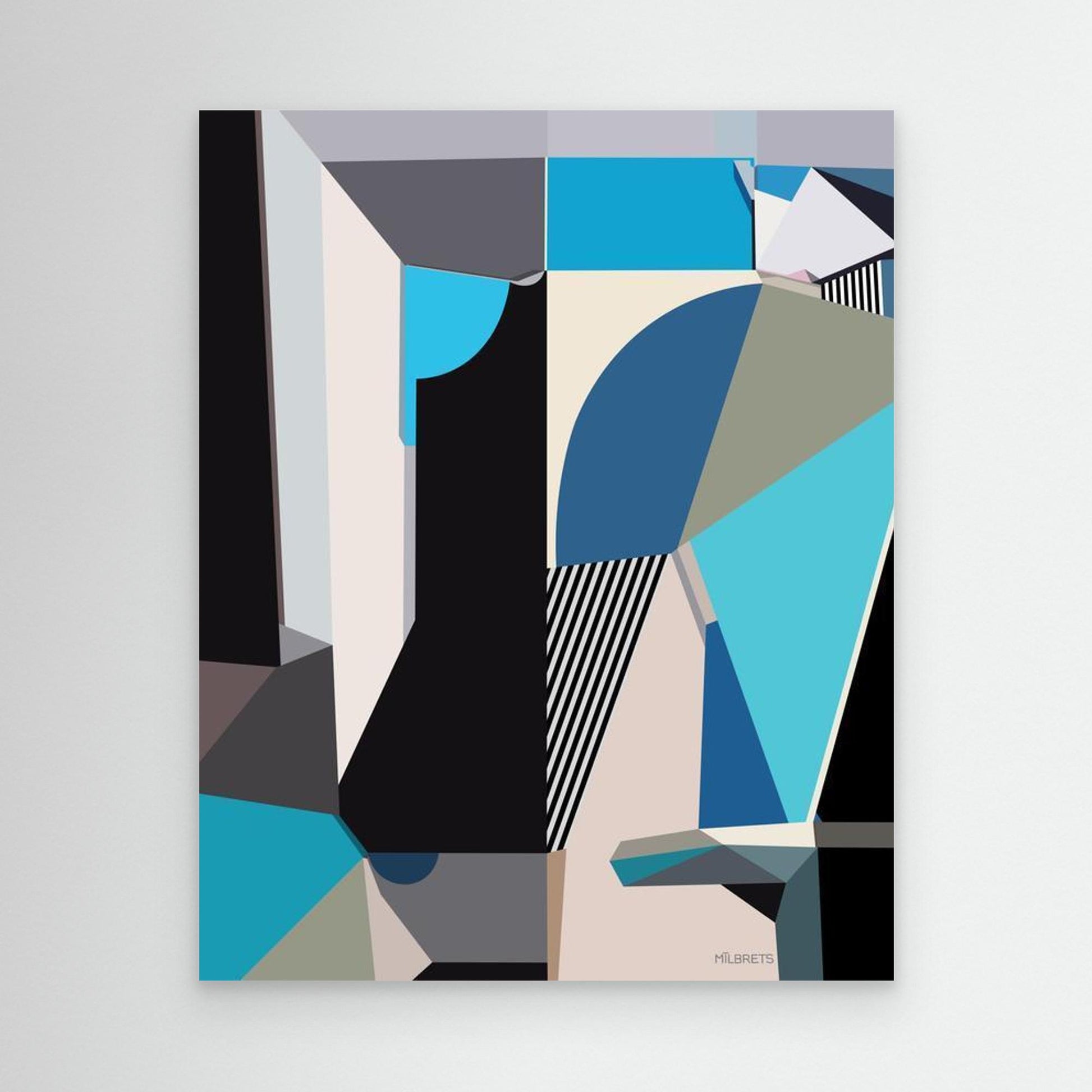 MT-451  blue geometric canvas print unframed